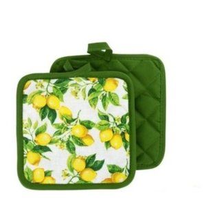 *** BUNDLE/LOT OF 2 *** Tuscan Lemon Themed Kitchen Potholders Pot Holders NWT